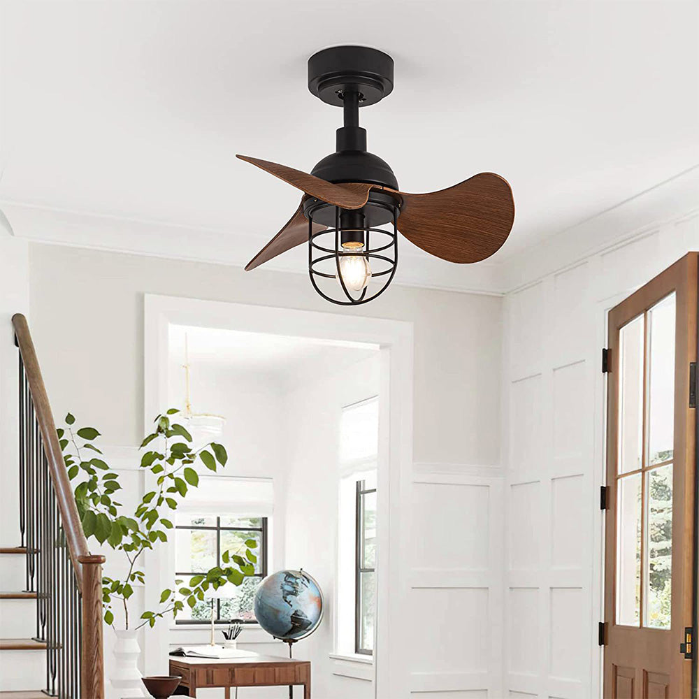Ventilateur Plafond Élégant avec Lumière - Bois Foncé pour Chambres - Foivo