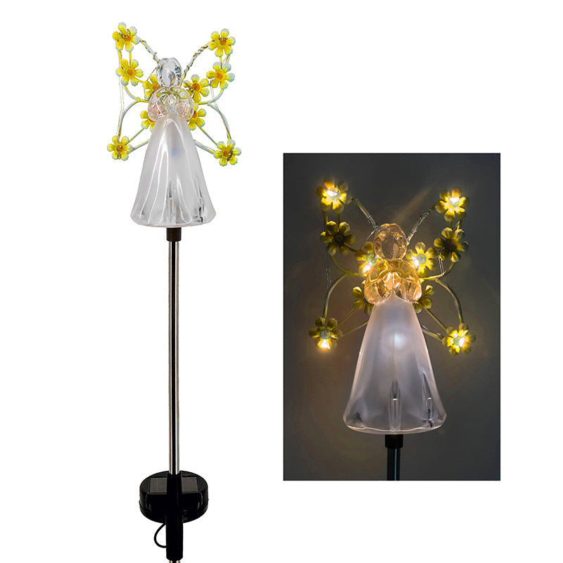 Lampe Solaire Ange LED Jardin Élégante