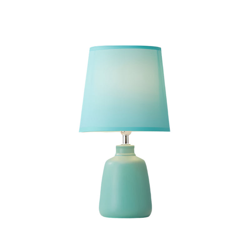 Lampe Tissu Élégante Conique avec Base Céramique