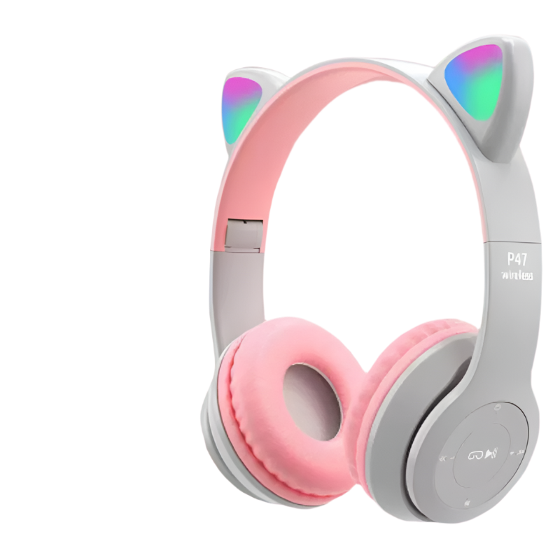 Casque Chat LED Bluetooth Écouteurs Sans Fil