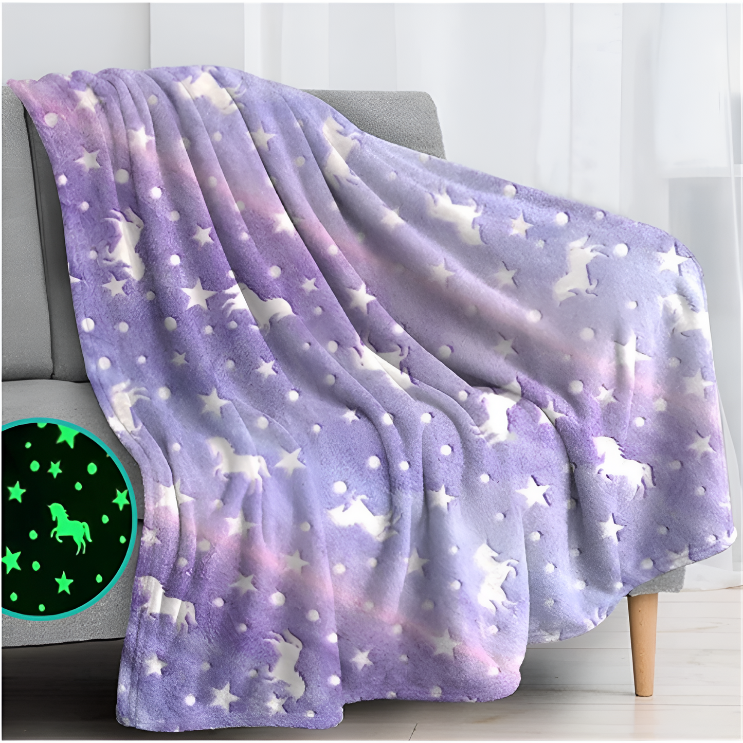 Plaid Douillet Étoiles Brillantes pour Lit