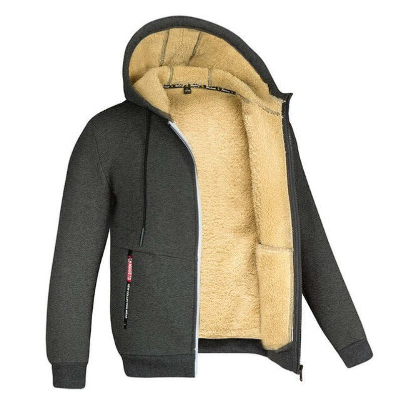 Veste Homme Laine dAgneau Capuche Coupe Décontractée Moderne