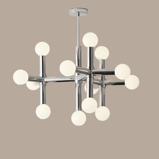 Luminaire Suspendu en Verre – Boules de Verre Élégantes et Chrome Brillant