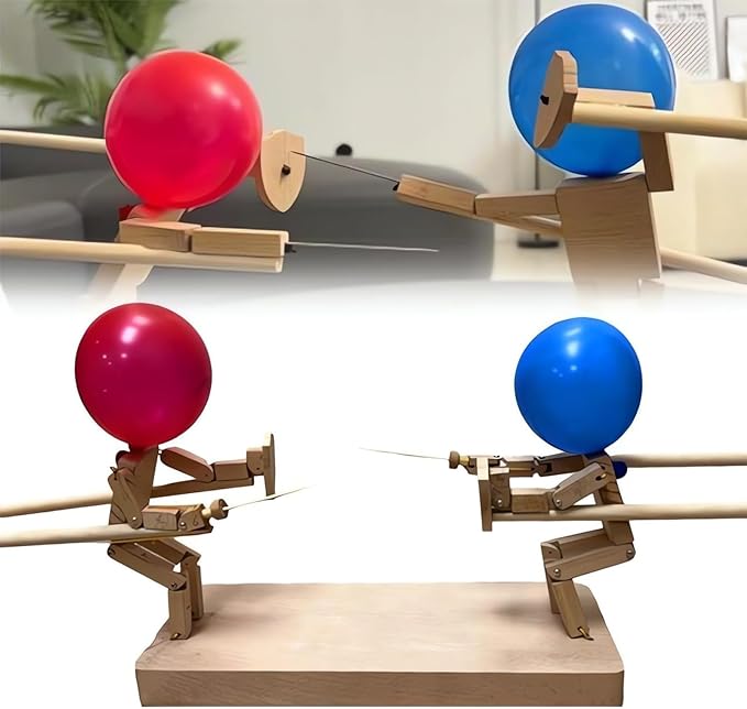Jeu de Guerre de Balloons avec Poupées en Bois - Foivo