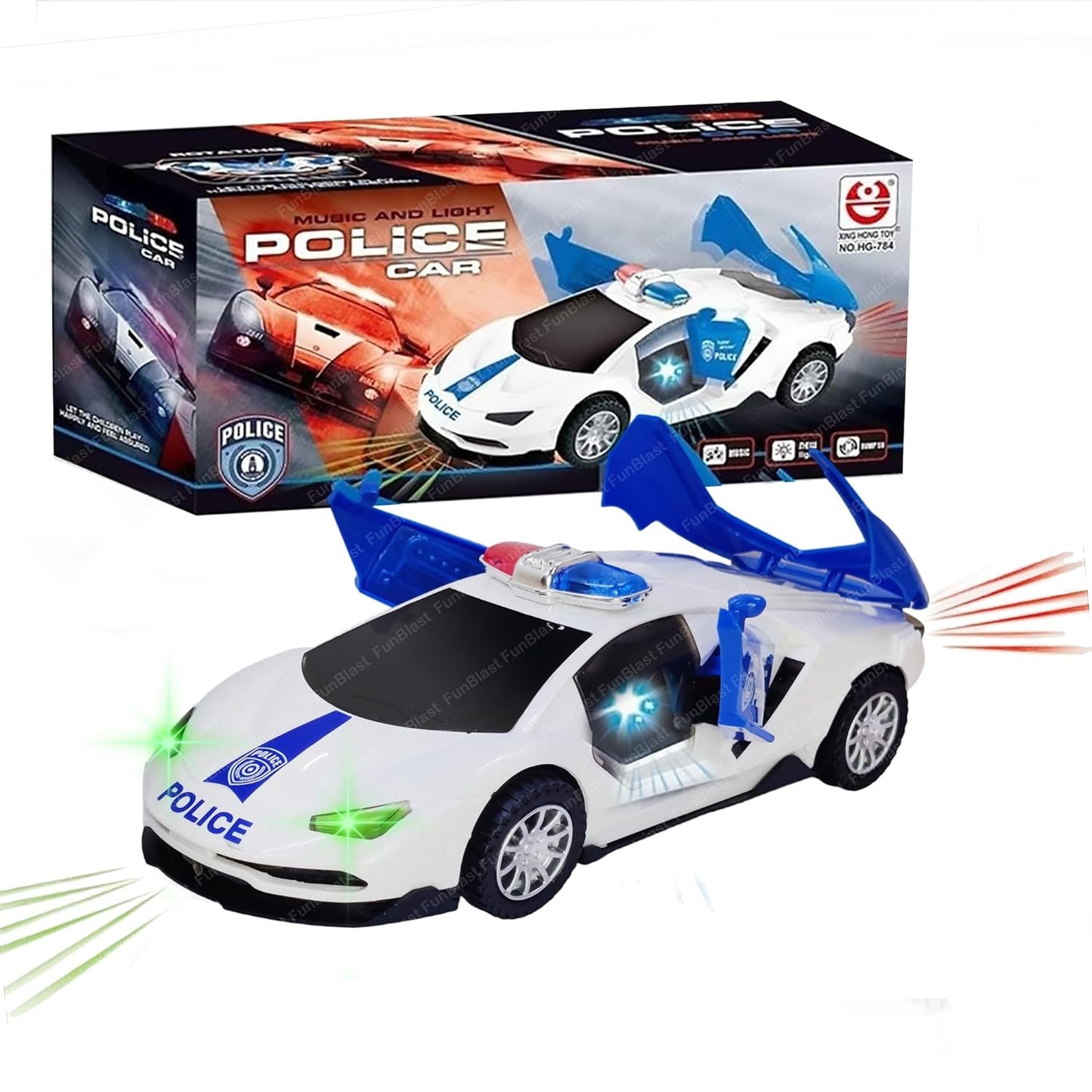 Voiture de Police Électrique Tourne 360° Avec Lumière et Son - BlxckFR
