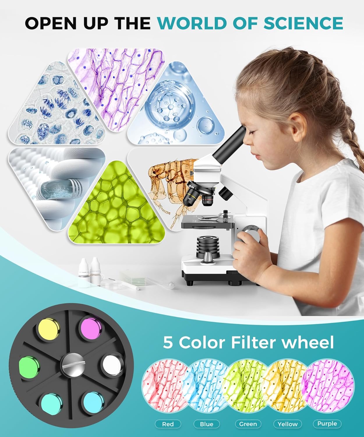 Kit Microscope Étudiant avec Lames et Adaptateur Smartphone - BlxckFR
