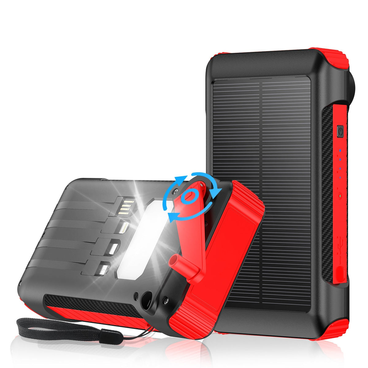 Banque d'énergie solaire portable avec lumière LED et boussole pour homme et femme 8