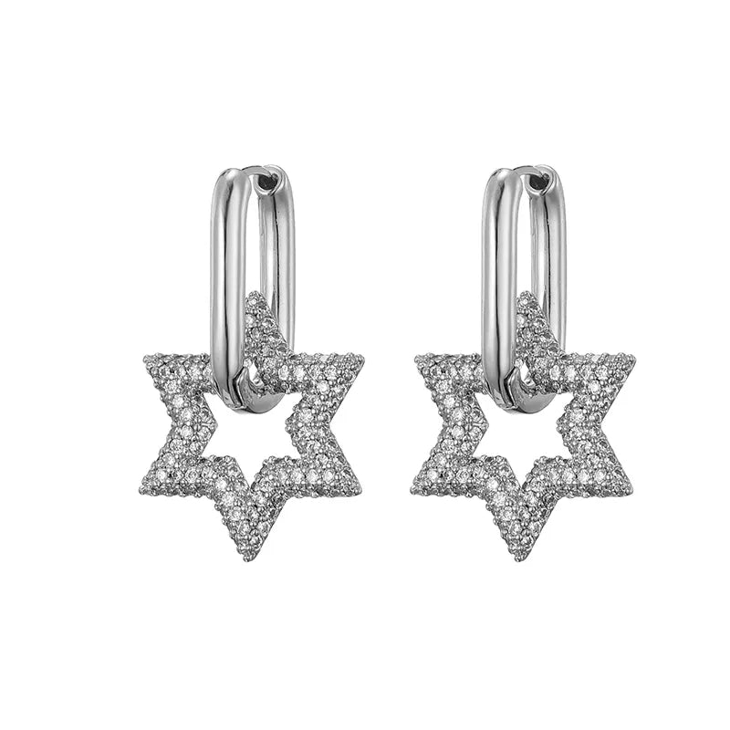 Boucles d'oreilles créoles étoilées pour femme 6
