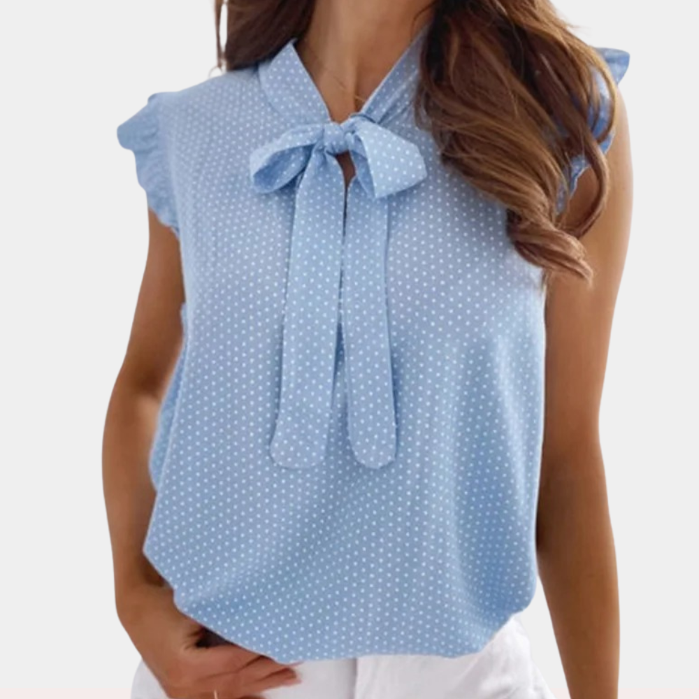 Blouse Féminine à Manches Bouffantes avec Décolleté