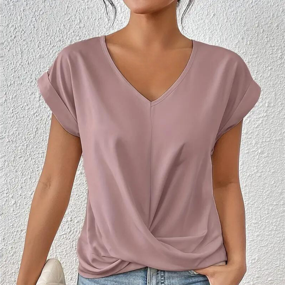 Chemise Féminine Col V Douce en Coton