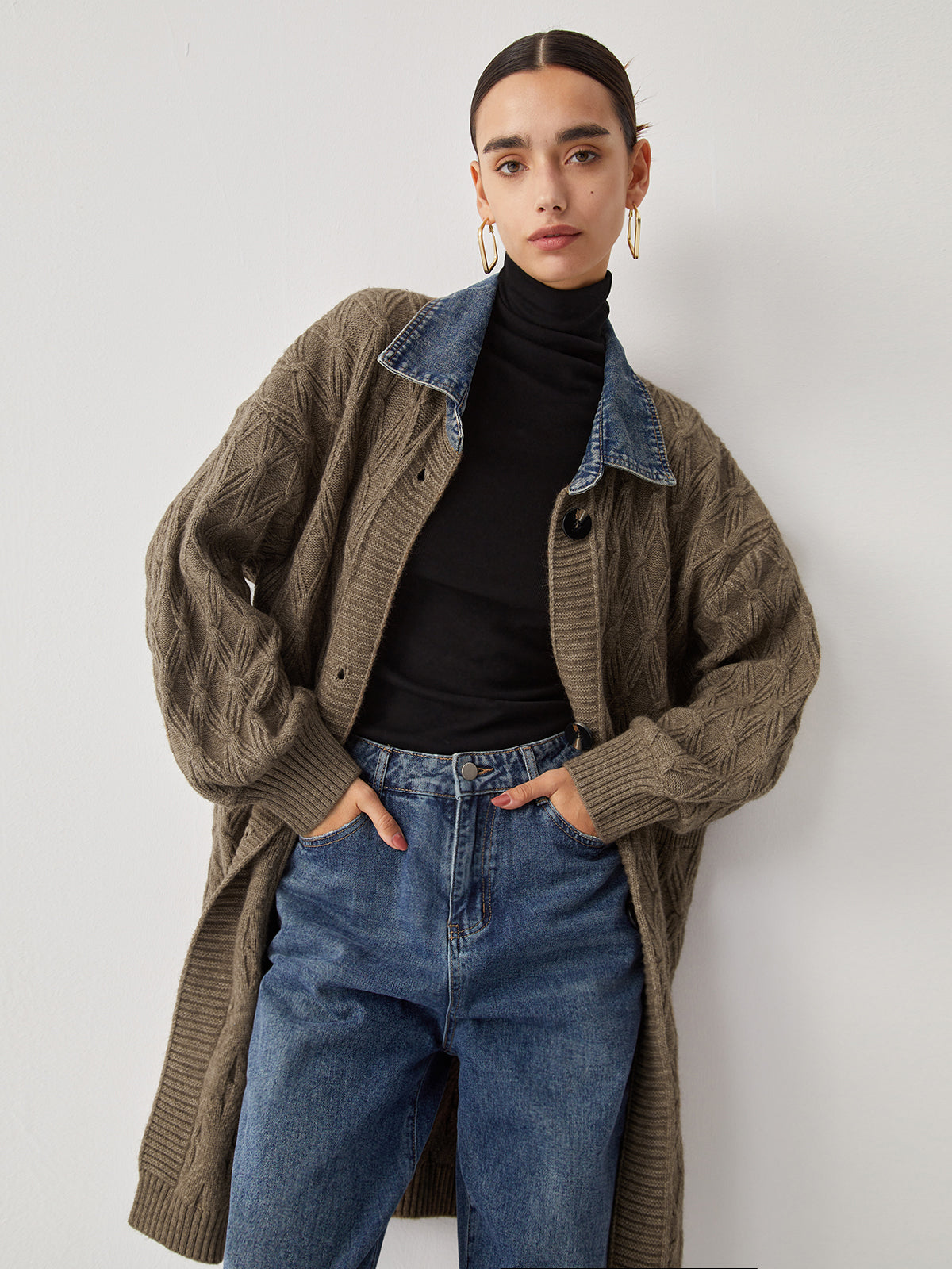 Cail | Cardigan Tricot Élégant à Paillettes Long - Foivo