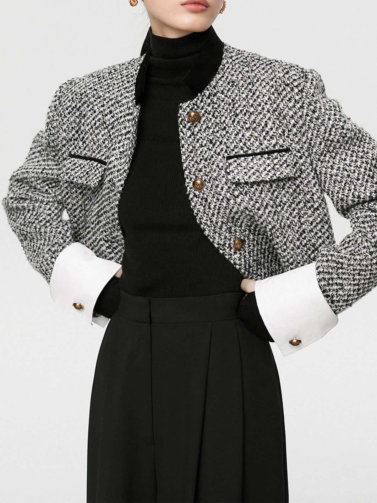 Candice | Tweed Boucle Cropped Blazer - Foivo