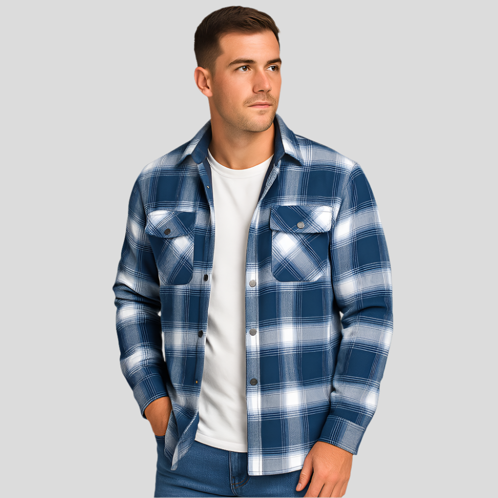 Chemise casual homme à poche poitrine style scandinave