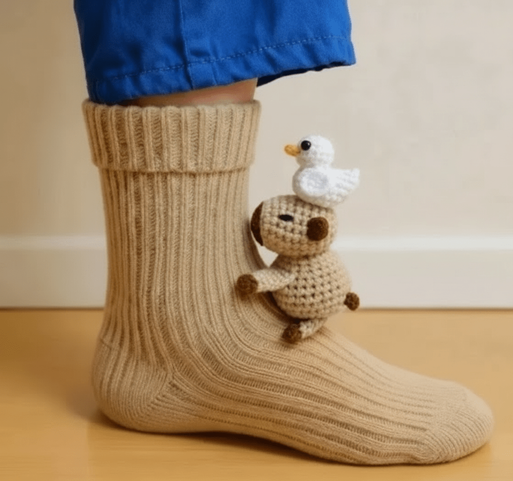 Chaussettes Antidérapantes Unisexes Douillettes avec Motif Animal 3D 17
