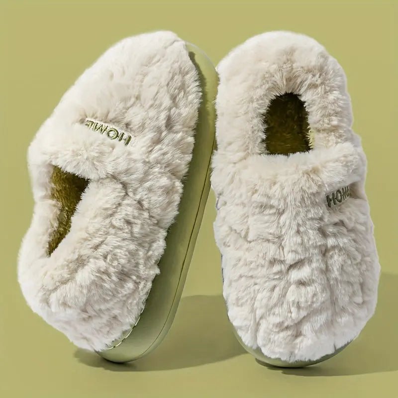 Chaussons Chauffants Unisexe en Fausse Fourrure Micro-Ondables
