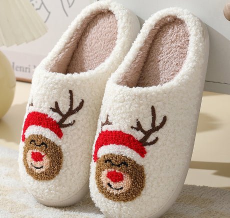 Chaussons d'Hiver Antidérapants avec Motif Cerf 10