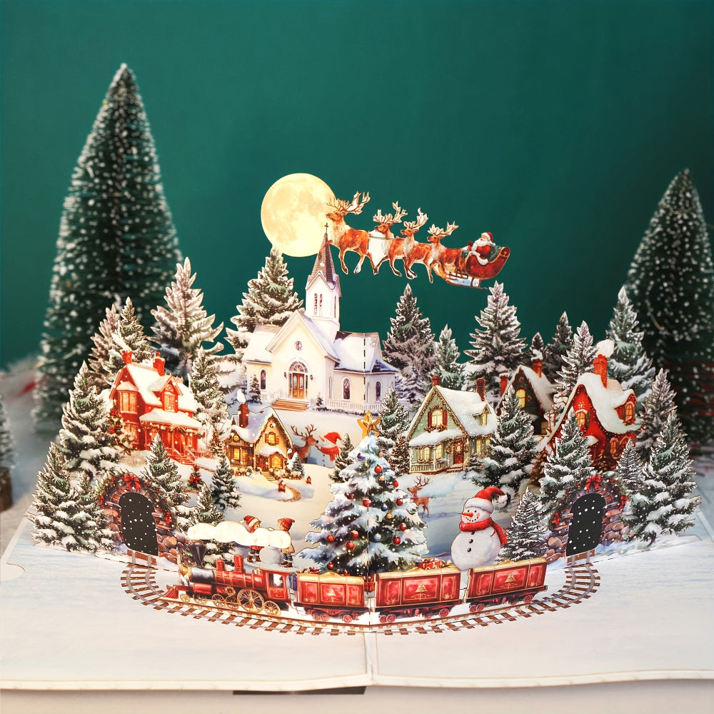 Cartes de Noël 3D Village de Père Noël Animé - BlxckFR