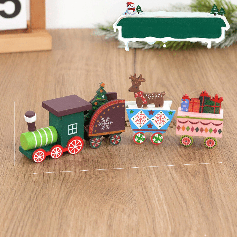 Train de Noël en Bois Décoration de Table