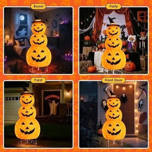 Décoration Halloween Citrouille Lumineuse LED Minuterie Intégrée