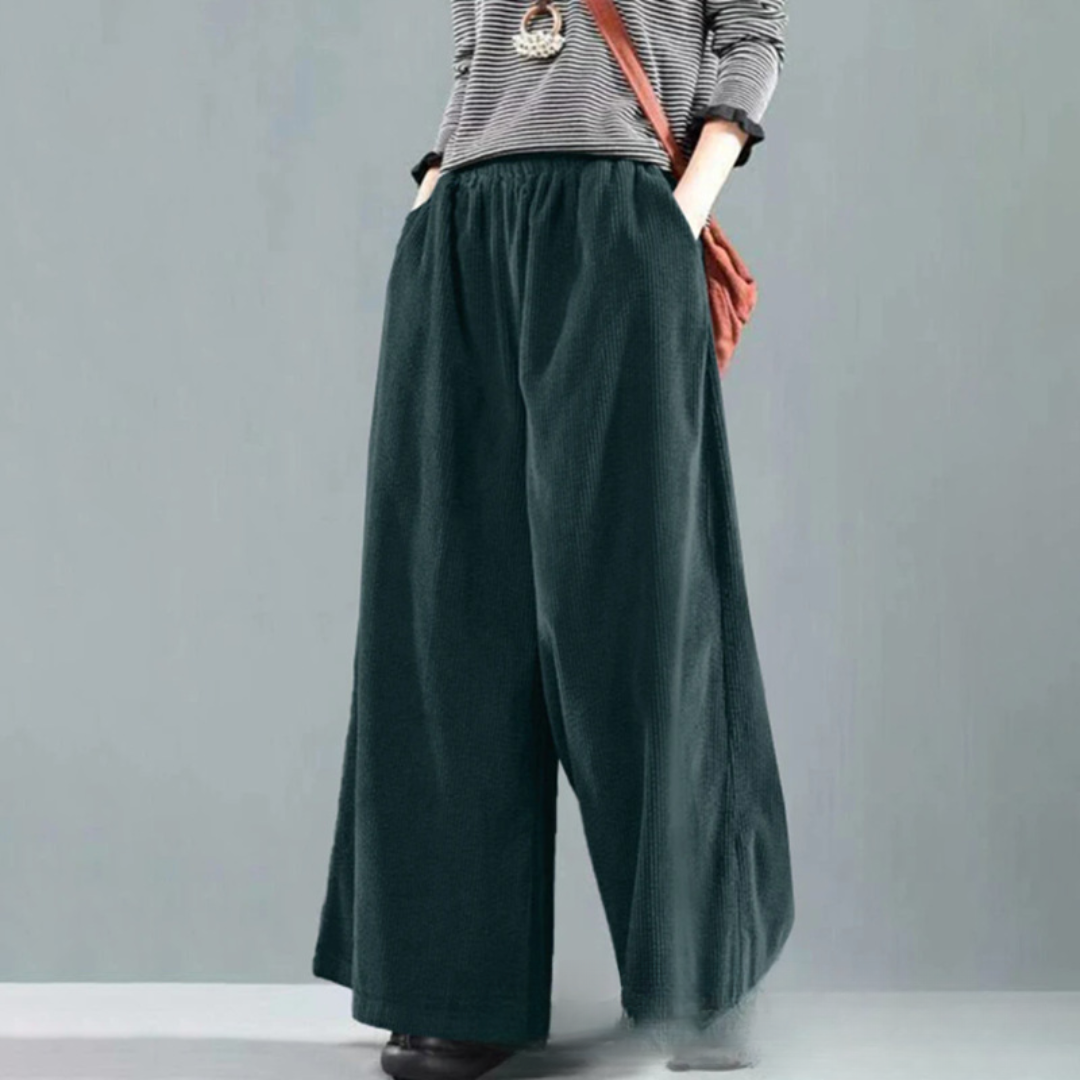 Pantalon Femme Élégant Noir Large Jambe