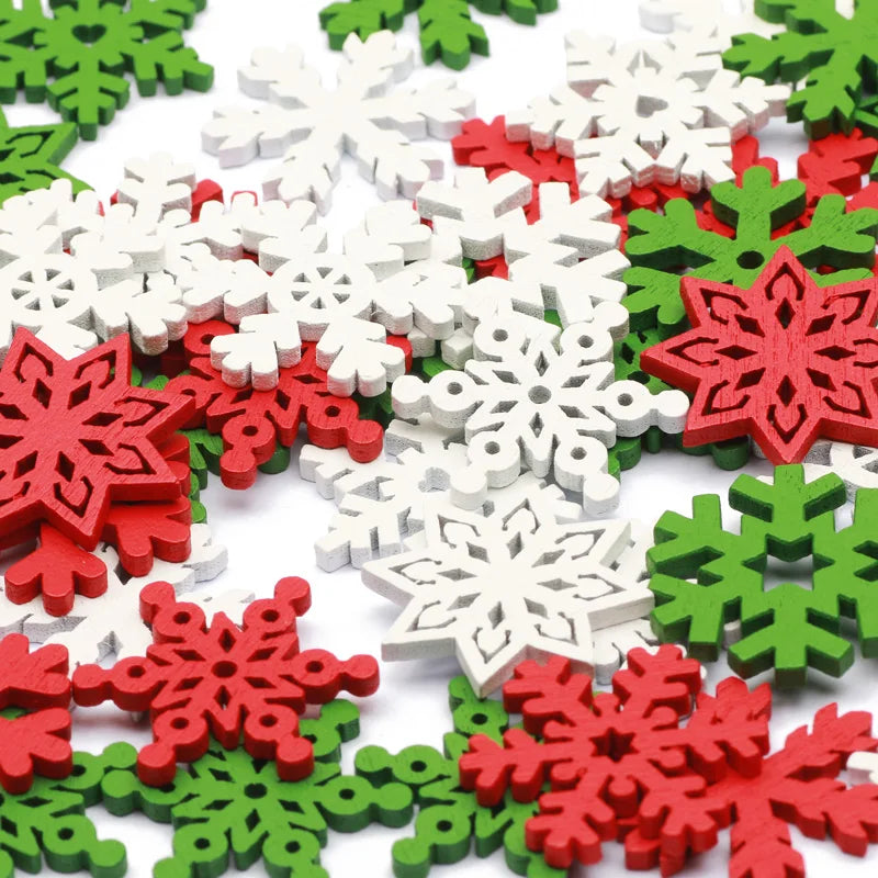 Décoration de Noël | Guirlandes en Bois Blanc Flocon de Neige
