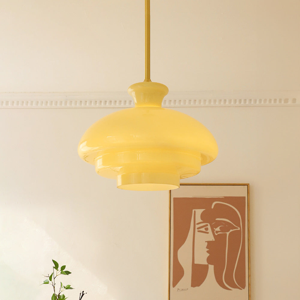 Luminaire Suspendu Rétro Chic en Verre Beige - Foivo