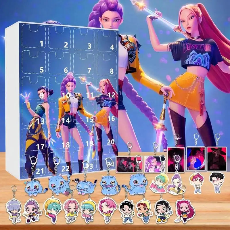 Calendrier K-Pop Noir | 24 Porte-Clés Fantaisie Rock