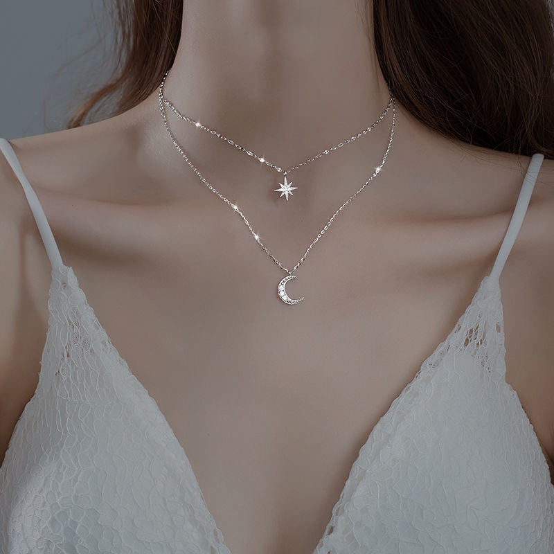 Collier Argent Finesse Pendentif Croissant - Foivo