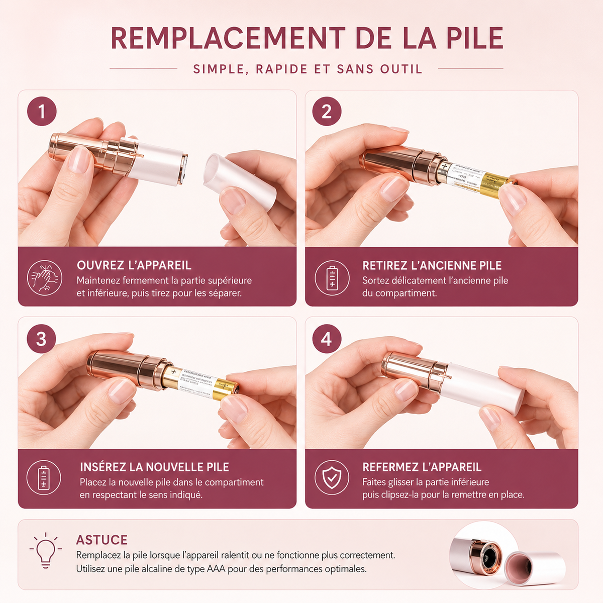 Épilateur visage électrique femme – Rasoir facial compact sans fil pour duvet et retouches-accessoires-Oslo France
