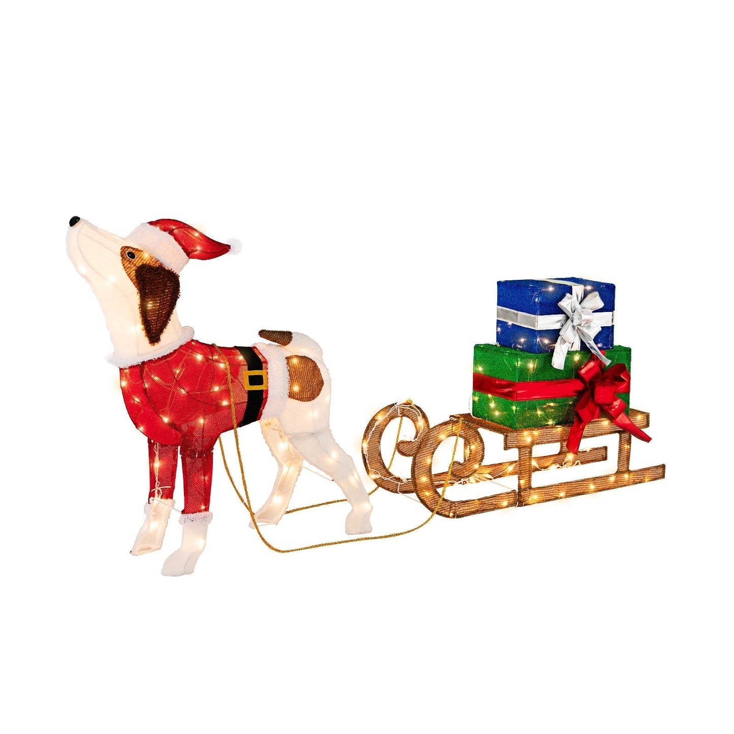 Décoration de Noël Traîneau Canin Lumineux - Foivo