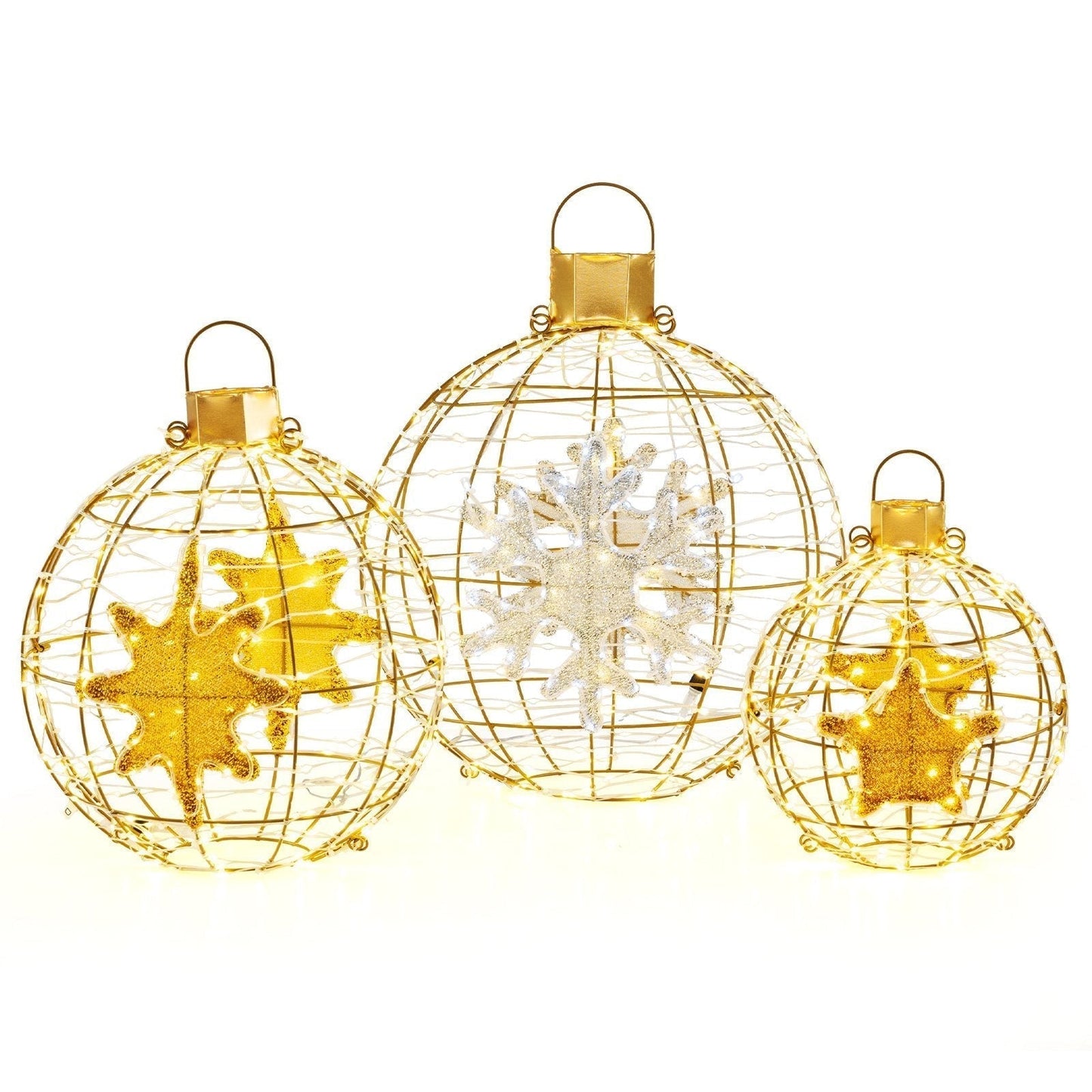 Globes Lumineux LED Festifs | Set de 3 Ornaments Brillants - Foivo
