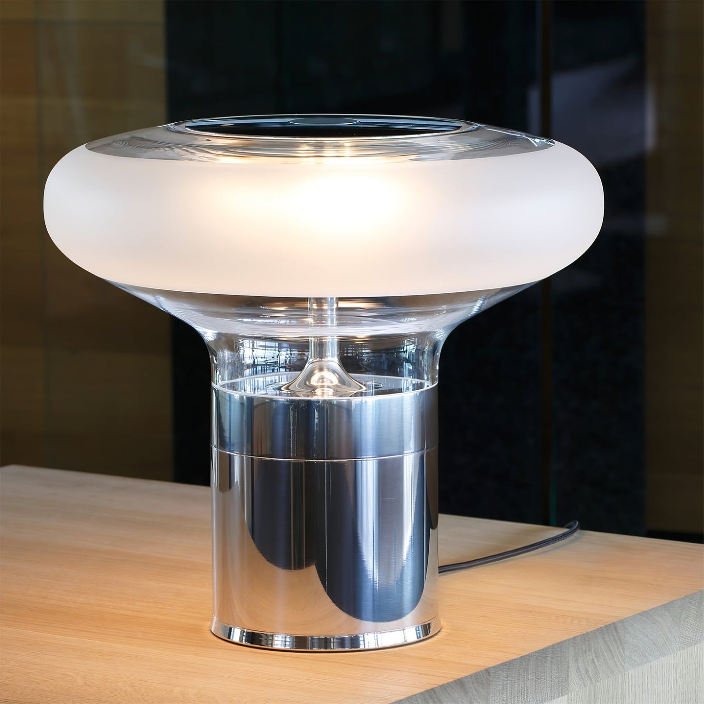Lampe de Bureau en Verre Transparent avec LED Moderne