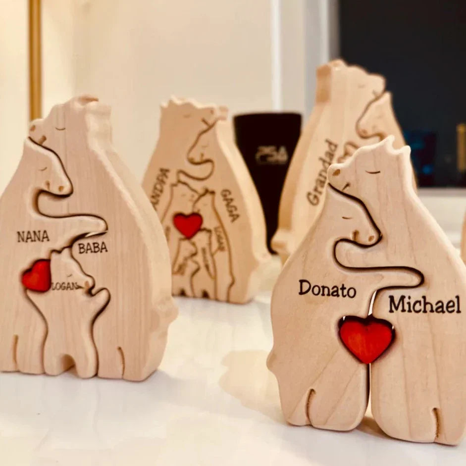 Jeu d'Énigme Ours en Bois - Décoration Chaleureuse