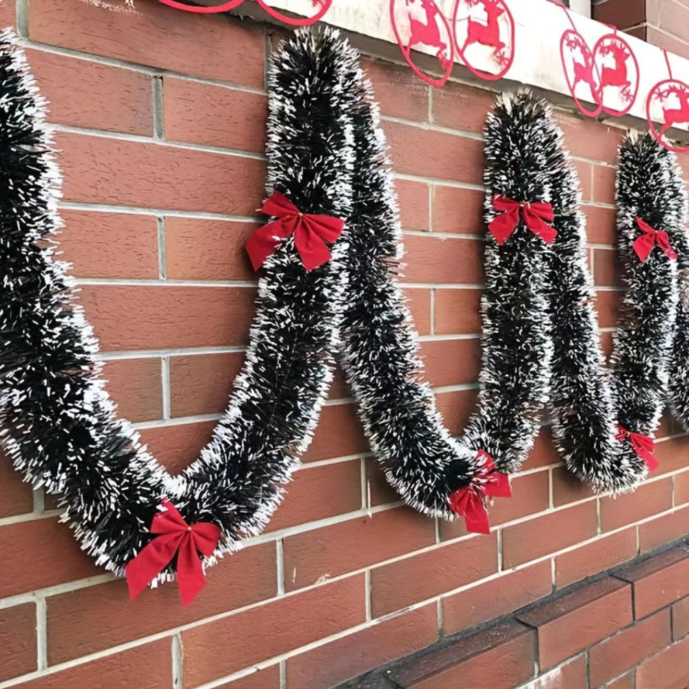 Guirlandes Noires de Noël avec Nœuds Rouges - BlxckFR