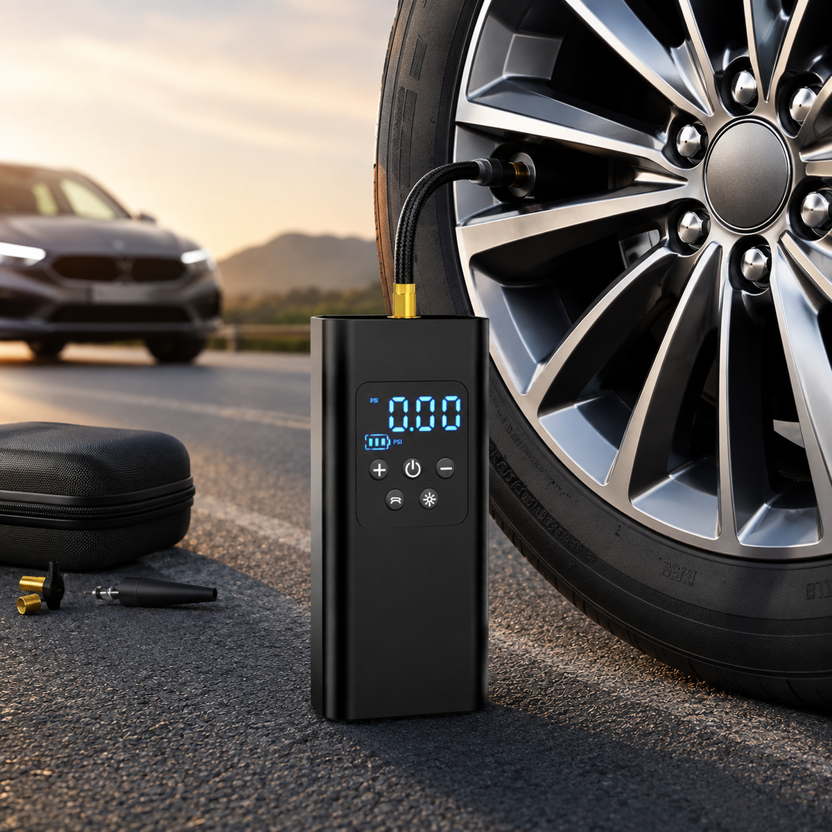 Gonfleur Pneus Portable Electrique Sans Fil Affichage LED - Foivo