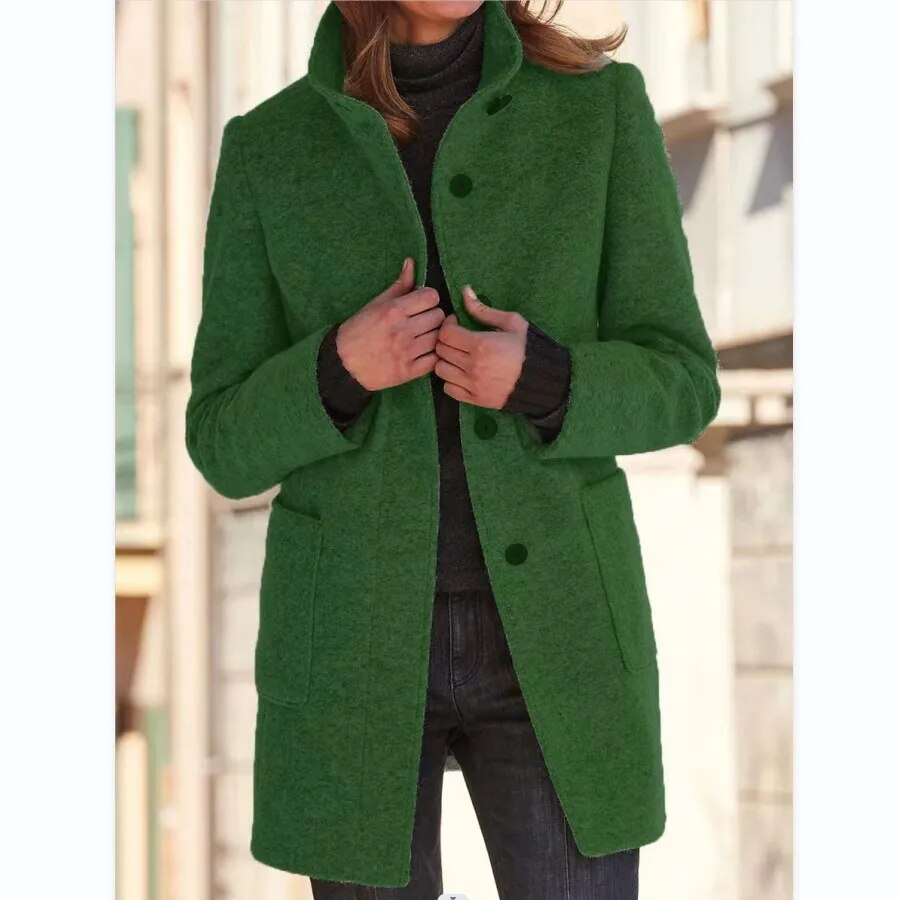 Manteau Hiver Féminin Élégant avec Poches Pratiques
