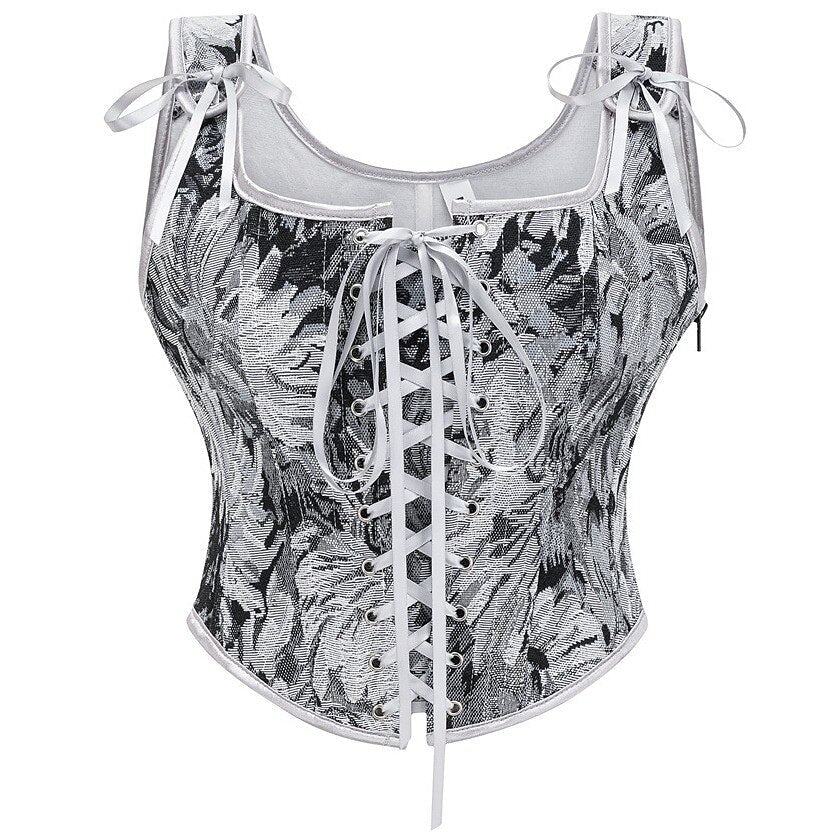 Corset Brodé Charmant avec Bretelles Féminines
