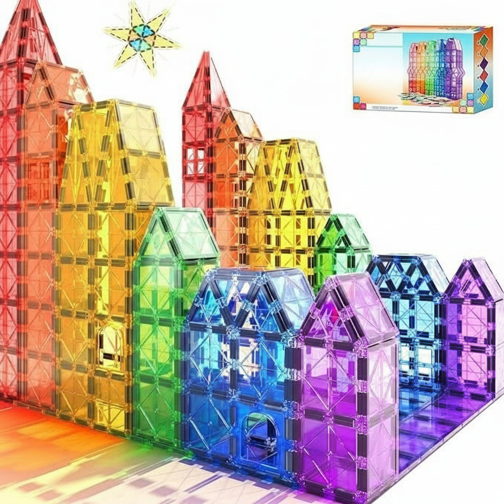 Jeu Éducatif Tuiles Magnétiques Montessori pour Enfants - Construction Créative et Apprentissage Ludique 6
