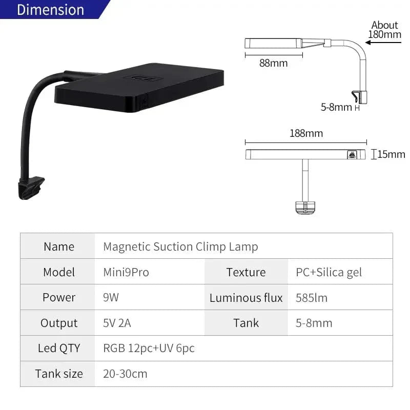 Lampe Aquarium LED USB Éclairage à Spectre Complet pour Plantes Aquatiques 5