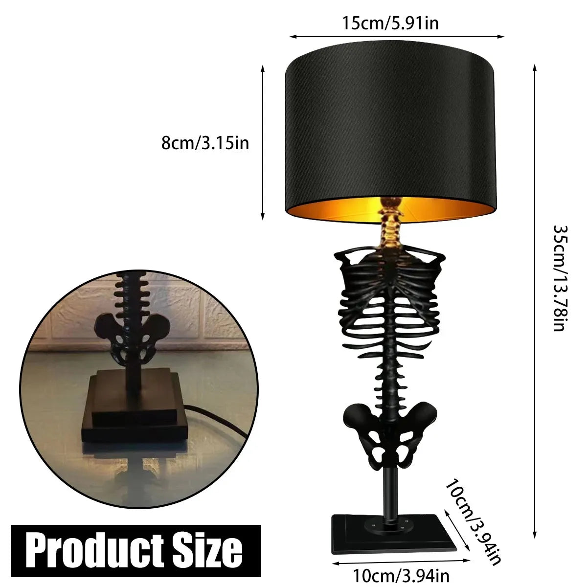 Lampe de Table Gothique Squelette Artisanale 6
