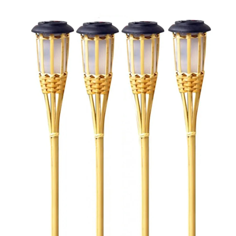 Lampes de jardin à énergie solaire en design bambou 5