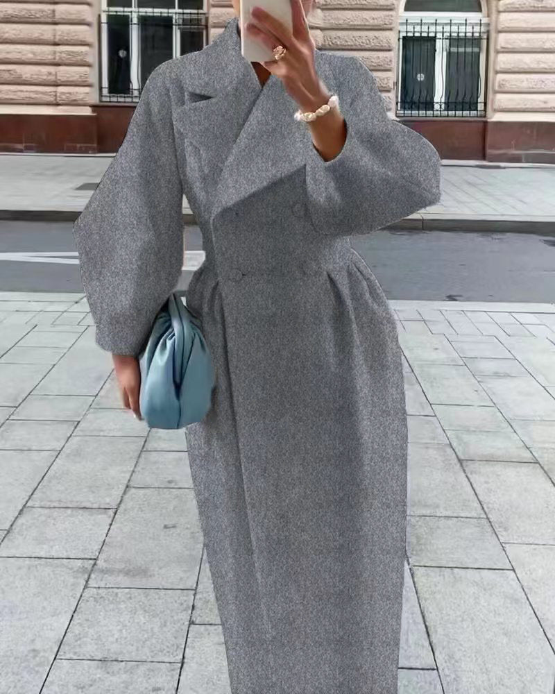 Manteau Femme Élégant en Laine - Classique Hiver avec Col Large