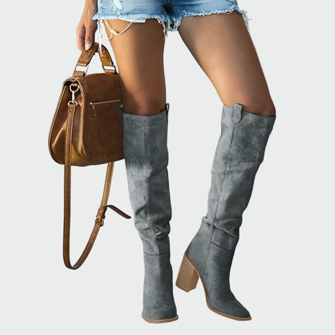 Bottes Femmes Orthopédiques Marron Suede Talon Stable - Style Country Élégant