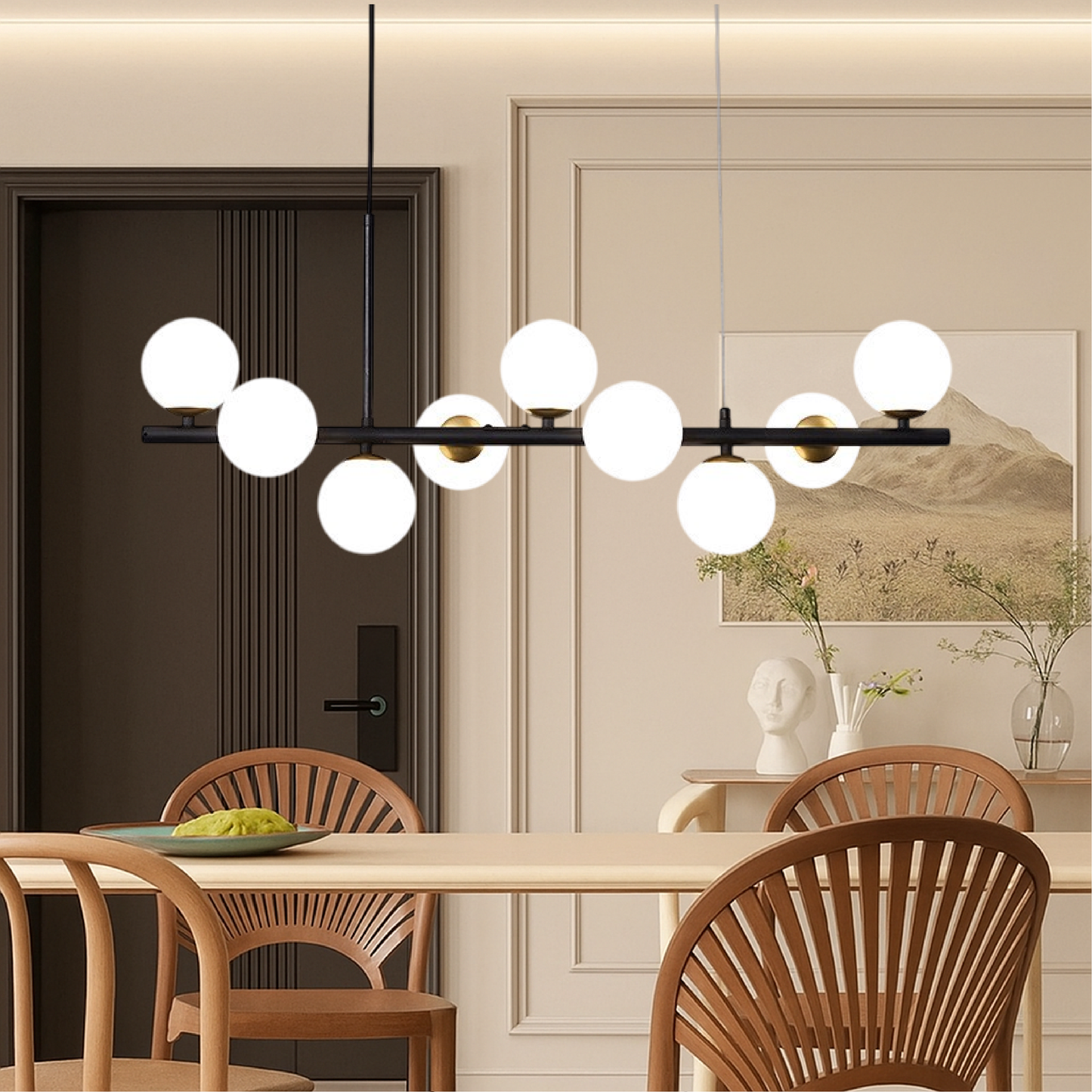 Lampe Suspendue Noire Moderne pour Salle à Manger - Foivo