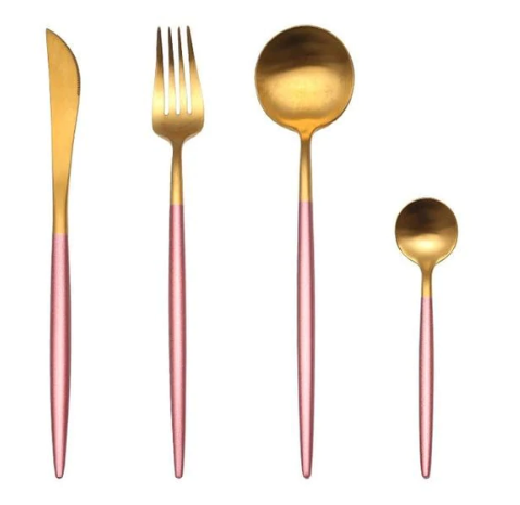 Coutellerie Élégante Inox 24 Pièces Doré Argenté