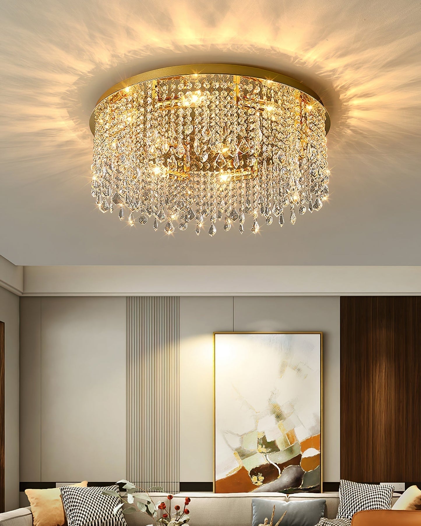 Luminaire Plafond Cristal Luxe Élégant - Foivo