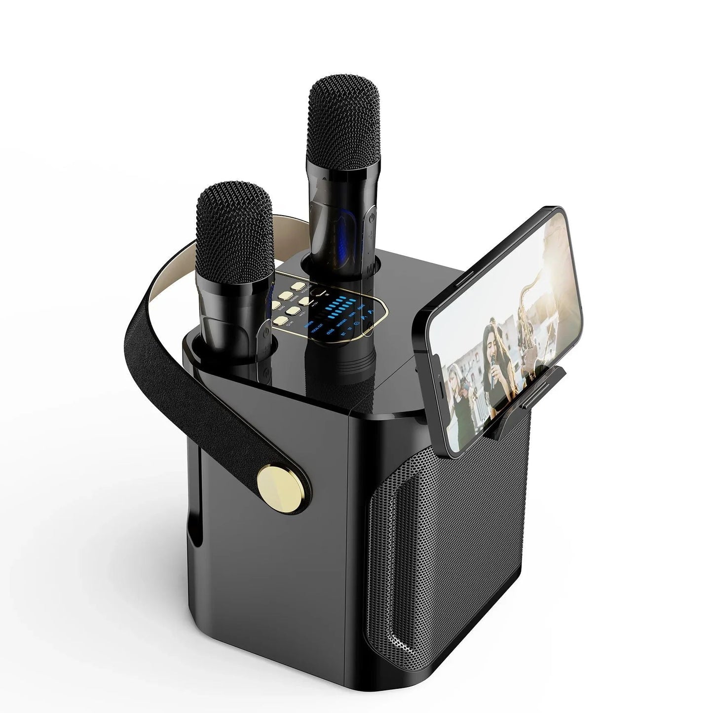 Enceinte Karaoke Élégante Bluetooth | Son Stéréo et Micros Inclus