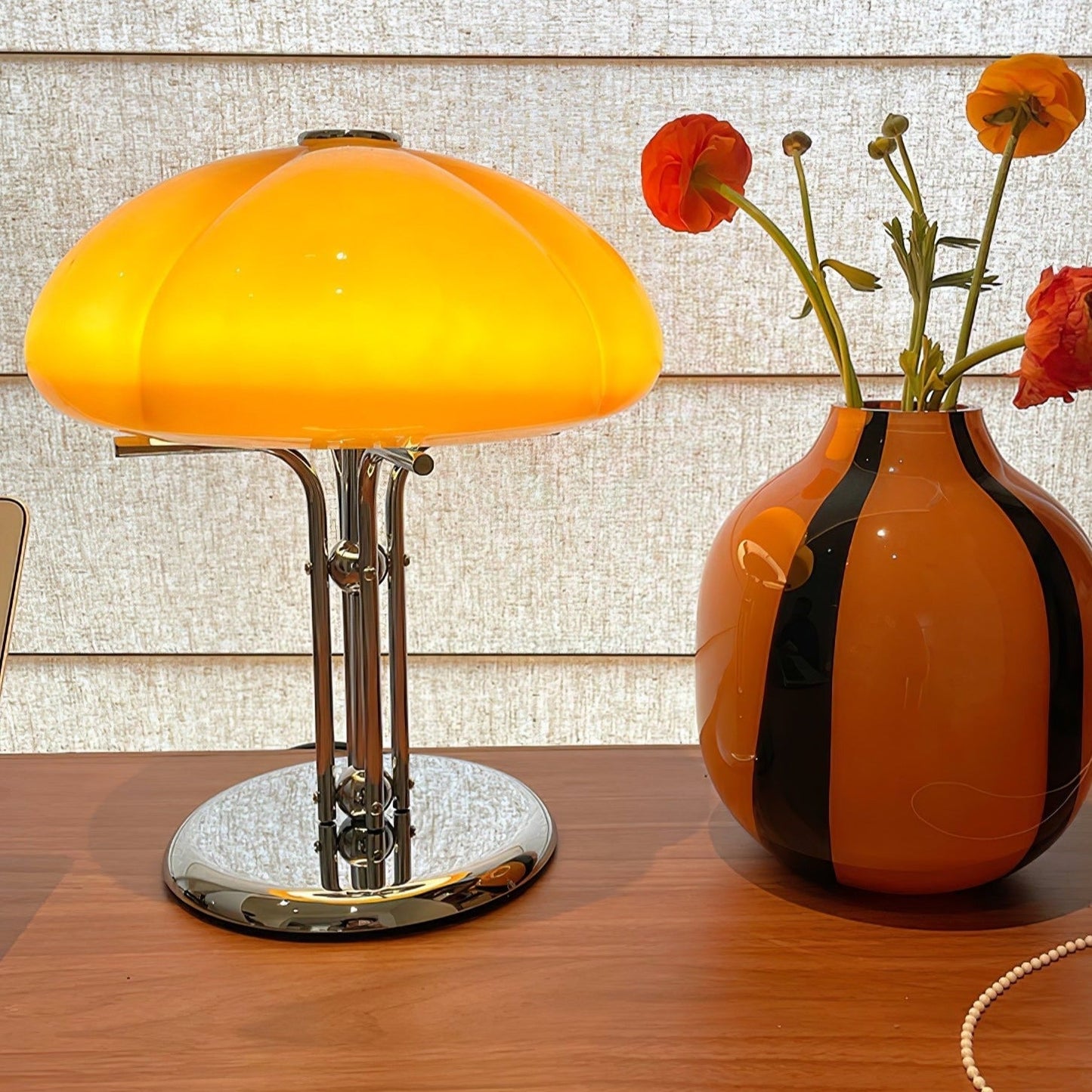 Lampe de Bureau Élégante Style Rétro avec Abat-jour en Verre Doré