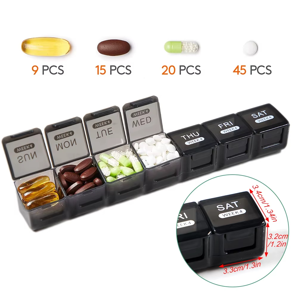 Organisateur de Médicaments Hebdomadaire 4x7 Compartiments 2