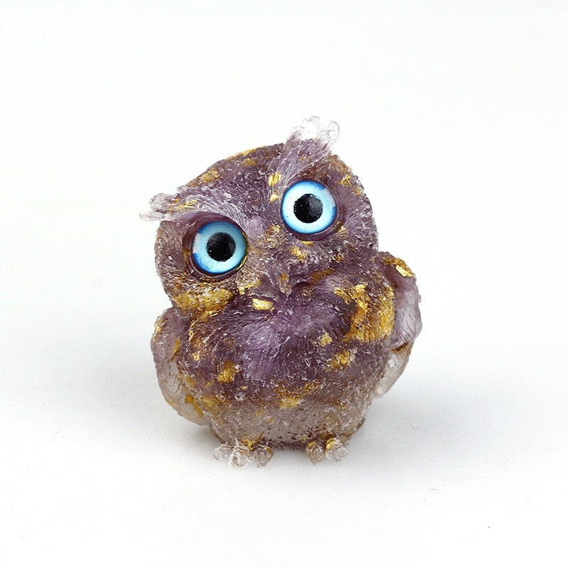 Figurine Hibou Cristal Naturel Élégant pour Déco Maison